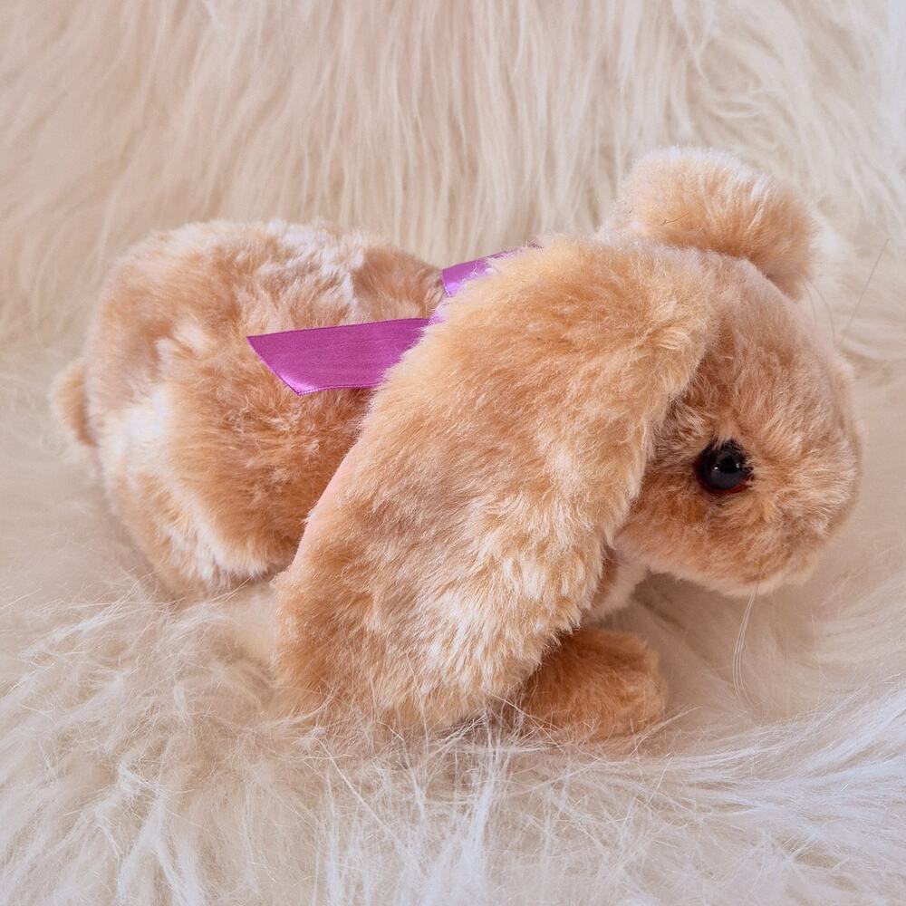 Hallmark Little Zandy Bunny Rabbit Plush Stuffed Animal Tan Purple Bow